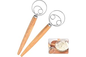 CTENG Dänischer Schneebesen, 2 Stücke Edelstahl Dänischer Teigbesen für Teig, Teigbesen Eierschläger Teigrüher Danish Whisk Mit langem Griff als Brotbackzubehör, ideal zum Kochen
