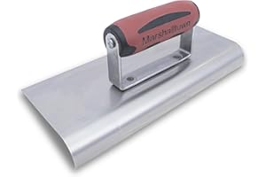 Truelle de bordure Marshalltown en acier inoxydable avec manche Durasoft, pour arrondir le béton, rayon : 19 mm, lèvre 25 mm, taille de la truelle : 254x102 mm