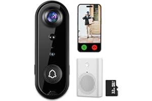 eudic Doorbell Camera Wireless 2K,[ Head-To-Toe View ],3MP Video Doorbell with 32GB SD Card/Cloud Storage,Night Vision, 2-Way Audio, PIR Motion Detection, 2.4Ghz WiFi,Alert (J5-2K-Head to Toe)