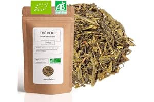 MES THÉS Thé Vert bio Sencha Nature Chine - 200g (80 tasses) - Thé en vrac 100% agriculture biologique - Mes-Thés