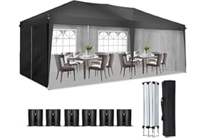 SANHENG Pop-Up-Pavillon, 3 x 6 m, Pavillon mit Seiten, wasserdicht, UV-beständig, einfache Montage, ideal für Hochzeiten, Partys, Picknicks und kommerzielle Nutzung (Grau)