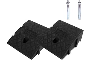 SIPOBUY Lot de 2 grandes rampes de seuil légères et portables avec vis d'expansion, installation facile pour allées, trottoirs, voitures, scooters, 25 x 27 x 7 cm