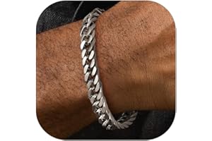 FaithHeart Men's Bracelet Cuban Link Chain 8/12/17mm, Chunky Miami Curb Chain Bracelets Stainless Steel/Gold/Black, 19/21/23cm Sturdy Bracelet for Men Women