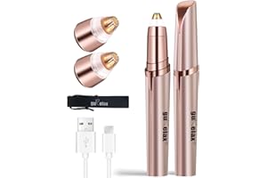 ‎GURELAX Gurelax Electric Eyebrow Razor, Eyebrow Trimmer Epilator, USB Rechargeable, Painless Eyebrow Epilator with 2 x Replacement Heads, Women's Razor for Women, Eyebrows, Face, Lips