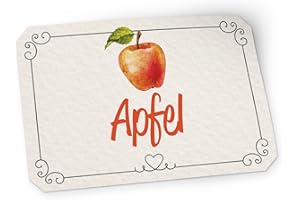 ‎ITENGA itenga 50x Marmeladen Etikett Apfel Aufkleber Sticker Landhausstil hell selbstklebend für Marmelade Einmachgläser Geschenke - hochwertiges Papier - 4,5x3cm auch als Flaschenetikett verwendbar