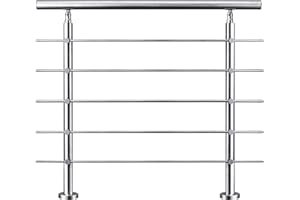 AICA SANITAER AICA Barandilla de escalera de acero inoxidable - pasamanos de escalera para interior y exterior escaleras, parapeto, balcón (120 cm 5 barras transversales ）