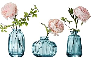 NWVUOP 3er-Set Kleine Vasen für Tischdeko Dekorativ Glasvasen Blumenvase Set Bud Vase Grün