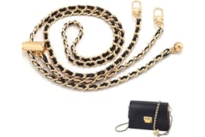 SSyang Chaîne de Remplacement en Métal, Sac à Bandoulière de Remplacement en Cuir et Chaîne pour Sacs à Main DIY (Argent+Noir)