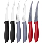 Sebze ve Meyve Bı&ccedil;ağı, &Ccedil;elik, Siyah + Gri + Kırmızı Lazer Kesim Tırtıklı U&ccedil;, 22 cm, 6 Adet