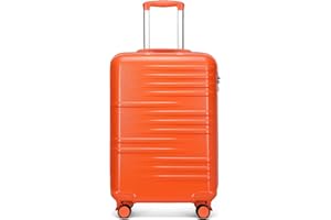 British Traveller Maleta de Cabina 54CM Maleta de Viaje Rígida con Cerradura TSA (Naranja)