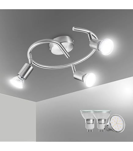 Faretti Da Soffitto Orientabili Aipsun - 3 Luci GU10 - Bianco - Regolabile 320° - Per Interni Moderni - Foto 6