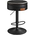 VASAGLE EKHO Collection - 360° Swivel Bar Stool, Height Adjustable Barstool with Storage, Synthetic Leather with Stitching, Mid-Century Modern, Kitchen Bar, Easy Assembly, Ink Black