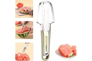 EULERYOO Coupe Pastèque 3 en 1 en Acier Inoxydable, Trancheuse à Pastèque Outil Couteau Fruits pour Maison, Coupe Pasteque, Coupeur de Fruits pour Pastèque, Melon, Papaye, Fruit du Dragon (beige)