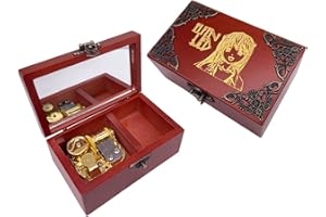 Youtang, Carillon musicale in legno con specchio con incisione al laser, motivo Elfen Lied, regalo musicale per donne e uomini, fidanzati (melodia: Lilium, movimento oro)