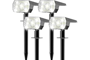 SUNKENET 4Pcs Faretti Solari da Esterno Outdoor, 56 LED 3 Modalità di Luminosità Lampade Solari da Giardino Potenti con Impermeabile IP65, Faretti Solari a Led da Esterno per Cortile, Patio, Vialetto