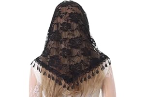 KGDUYC 1 pezzo Velo di pizzo Triangolo Copricapo Chiesa Sciarpa ricamata Copricapo Grace Sposa Velo Elegante Tulle Fiore Decorazione Capelli Adatto per Festa Compleanno Matrimonio Ballo in maschera