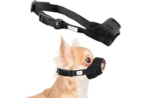 FSTTRE Museliere pour Chiens, Muselière en Nylon Réglable Doux et Respirant, Museliere Anti Aboiement Anti-Morsure Anti-Mastication, Museliere pour Chiens Petit, Moyens Chiens (XS,Noir)