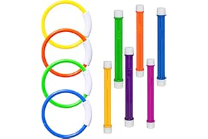 ZSRVAJ 10Pcs/Set Swimming Pool Toys Includes 6Pcs Sinkies for Kids Swimming, 4 Pcs Dive Rings, Fun Dive Sticks With Numbers, Underwater Sinkers for Swimming Kids for Swimming Pool Sinkies