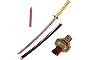 SKYWARD BLADE JMYSD Anime Cosplay aus Holz, Tsugikuni Yoriichi Samurai Schwert, Spielzeug für Kinder, Anime-Fan, The Special Messer of Demon Slayer Schwarz Katana Messer