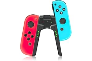 NOVSTUF Charging Grip Handle for Joy Con Nintendo Switch/OLED, Portable Controller Charger Comfort V-Shaped Game Grip Controller High Speed for Charger Grip with Battery Indicators USB Type-C Cable (Black)