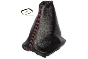 The Tuning-Shop Ltd Soufflet de Levier de Vitesse + Cadre Compatible avec Volvo C30 C70 S40 V50 en Cuir avec Coutures Rouges