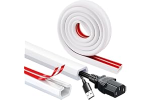 LEIKEDUN Cable Trunking, White Cable Cover Self Adhesive Cable Management Trunking, Mini Flexible Cable Protectorl for Wires on Wall Floor Wire Trunking to Hide Wires for Electric Cables