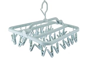 JJ Orchard 32-Pegs Drying - Collapsible Hanger with Wind-Resistant Design, For Socks, Underwears, Shoe Inserts, Infant Clothes, Gloves, washing line, sock hanger, sock dryer dollar and Hats (Blue)