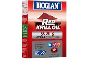 Bioglan Red Krill Oil | 500mg | High in Omega-3 | EPA & DHA | help Support Heart Eye & Brain health | One Month supply | 30 Capsules