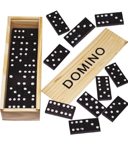 Longfield Domino Dubbel 12 Nummers - Mexican Train Spel - Houten Kist - 91 Stenen goedkoop kopen bij