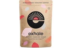 EXHALE Organic Wholebean Coffee - NEW LARGE 450G PACK - Mycotoxin Free & Suitable for Bulletproof Coffee. Single Origin and 100% Arabica Beans (Dark Roast, 450g)