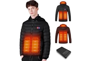 MINCOO Veste Chauffante Homme et Femme,Veste Chauffante électrique Veste Chauffant USB Vêtements Chauffant électrique Hiver ChLéger Manteau Doudoune Veste Capuche（Batterie Incluse）