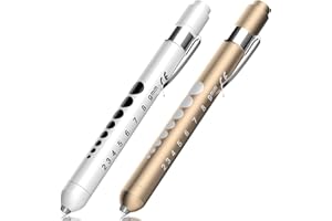 RISEMART Pupillenleuchte, Diagnostikleuchte Krankenschwester Rettungsdienst Zubehör mit Pupillenmessgerät und Lineal (Gold und Weiß.)