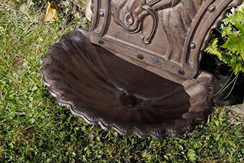 WASCHBECKEN WANDBRUNNEN GARTEN EISEN NOSTALGIE ANTIK STIL PFERD BRUNNEN BRAUN - 6