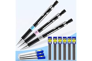 CORSEHILD Mechanical Pencil Set, 3 PCS 0.7mm Mechanical Pencils Automatic Propelling Pencil Retractable HB Clutch Pencil with Eraser, 10 Tubes 0.7mm Lead Refills Pencil Refill for Writing Drawing