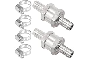 SHAO HUA 2 Piezas 8mm Válvula Retención Combustible, Válvula de retención de combustible de Aluminio aleación, Válvula Antirretorno de Retorno de Combustible, Non-return una manera gasolina Diesel valvula