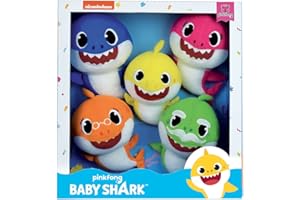 Jemini 024073 Baby Shark Zestaw rodzinny 5 pluszaków +/- 15CM Baby Shark, Tata, Mama, Dziadek I Mama Wielokolorowy