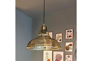 Bamyum Lampe suspendue en verre E27, éclairage moderne métal îlot cuisine, salon salle à manger, suspension industrielle