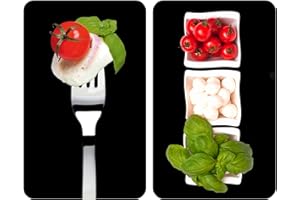 WENKO Protection Plaque de Cuisson Caprese en Verre trempé | pour Toute Plaque | Couvre Plaque de Cuisson, Planche à découper, Extension Plan de Travail | Lot de 2 | 52x30cm | Multicolore