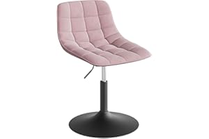 WOLTU Taburete Tocador con Respaldo, Altura Ajustable, Silla Maquillaje, con Reposapiés y Base Metalicas, Chenilla, Blanco, BH300rs-1