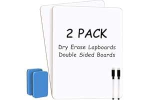 KAHEIGN 2 szt. małych białych tablic suchościeralnych, 21 cm x 30 cm, dwustronna mini tablica suchościeralna, trwała, przenośna, biała tablica z 2 długopisami i 2 gumkami, dla ucznia, nauczyciela
