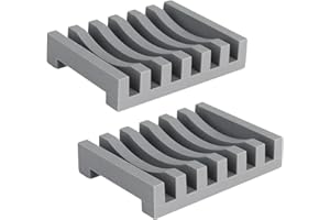 Topsky 2-pack Silicone Soap Dish with Self-emptying Drainage Soap Holder for Kitchen Shower Room Bathroom (Grey)