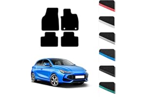 GCM - Car Floor Mats for MG Motors UK MG3 Hybrid 2024 to Present Full Coverage Floor Protection - Anti Slip & Fit Car Mat with Clips Easy to Clean Car Carpet for All-Weather- Red Edging, Carpet