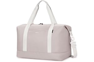 ECOHUB Sac de Voyage 40x30x20 Ryanair, Pliable Bagage Cabine, Léger Sac à Main, Weekend avec Pochette Humide Amovible pour Homme Femme, Sac Cabine Avion Imperméable Bagage a Main 20L (Beige)