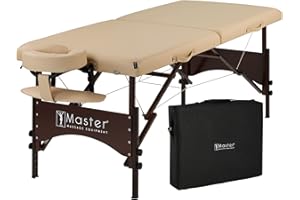 MASTER MASSAGE EQUIPMENT Master Massage 71 cm Argo Portable Bed Walnut Wood Legs Carry Bag Mobile Massage Table Cosmetic Table Therapy Bed Treatment Lounger Foldable Wood Ultralight Beige