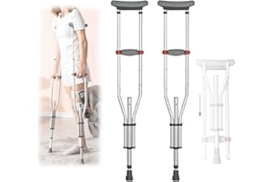 RATSTONE Stampelle Ascellari Pieghevole,Sottobraccio Stampelle,Bastone Universale In Alluminio,Con Imbottitura Morbida,Regolabile Da 98 a 158 Cm,Ausiliario Per Persone Con Difficoltà Motorie(Coppia)