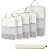 ECOHUB 6 Sets Compression Suitcase Organizer, Ultra Resistant Packing Cubes, Expandable Luggage Organizer, Transparent Bags C