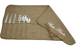 Magie di Casa Porta Posate in panno cm.35x62 ricamato - imbustato a 1 - made in italy (BEIGE)