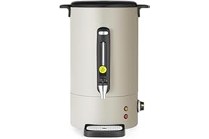 HENDI Heißgetränkespender, UNIQ, für Glühwein und Wasser, tropffreier Zapfhahn, Wasserstandsanzeige, Glühweinkocher, Heißgetränkeautomat, 16L, 230V/1650W, 357x380x(H)502mm, Edelstahl, PP, wollweiß