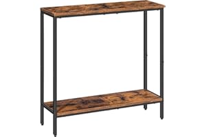 ‎HOOBRO HOOBRO Schmal Konsolentisch mit Ablage, 75 x 22 x 75 cm Beistelltisch, Flurtisch, Kleiner Ausstellungstisch, Sofatisch für kleinen Raum, für Eingang, Flur, Dunkelbraun-Schwarz EBF22XG01