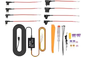 QIILU Zestaw Przewodów kamera Samochodowej, 12–28 V do 5 V Ładowarka kamera Przewód Zasilający, Adapter USB Ochrona Przed Przegrzaniem Mirror Cam Nawigacja GPS (TYP C)